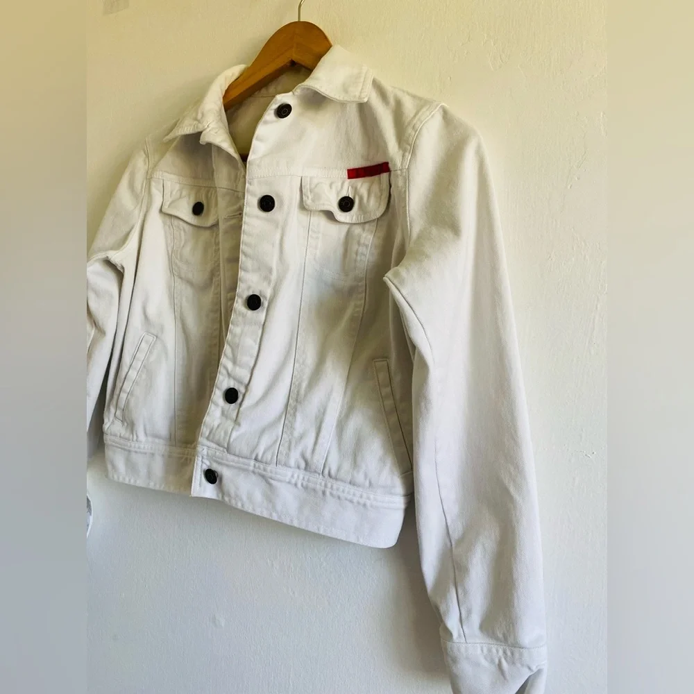 Lauren Jeans Co White Denim Jacket Size Small Petite Vintage Casual - Picture 4 of 11